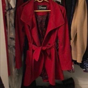 Red guess wool coat